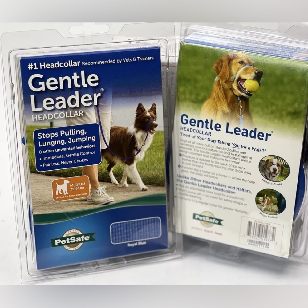 Head collar Gentle Leader  up to 25 lbs Black  & Blue - S/M, Training DVD new